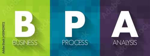 BPA Business Process Analysis - methodology to understand the health of different operations within a business to improve process efficiency, acronym text concept background