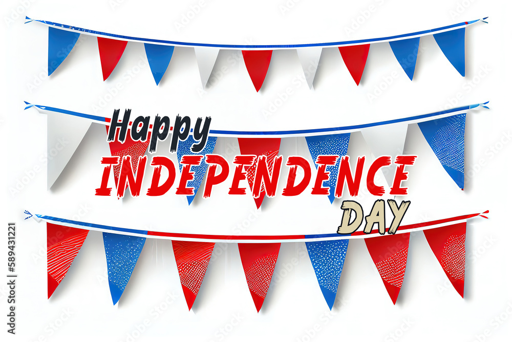 Obraz premium Blue white and red party garlands with pennants. buntings set. Generative Ai