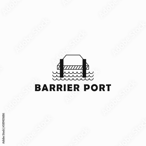 bold barrier port mark sign logo design vector illustration with modern, simple and unique styles. big port icon logo design vector template