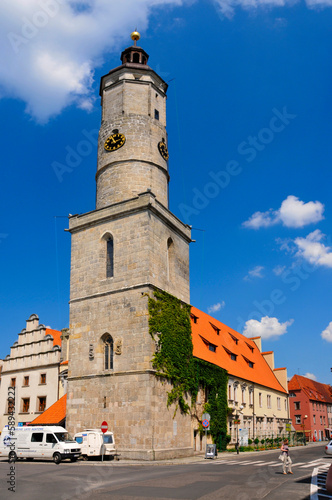 Town hall in Lwowek Slaski, Lower Silesian Voivodeship, Poland.