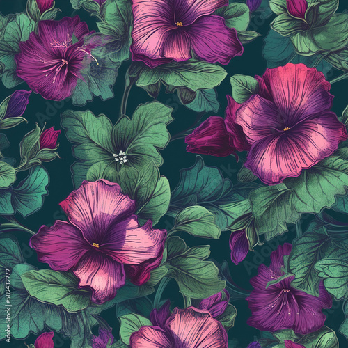 Wallpaper Mural Seamless floral pattern. Generative AI Torontodigital.ca