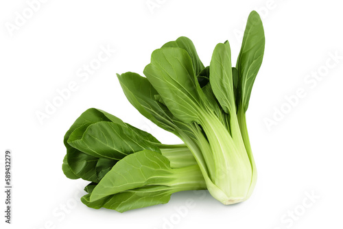 Fresh pak choi cabbage isolated on white background with full depth of field