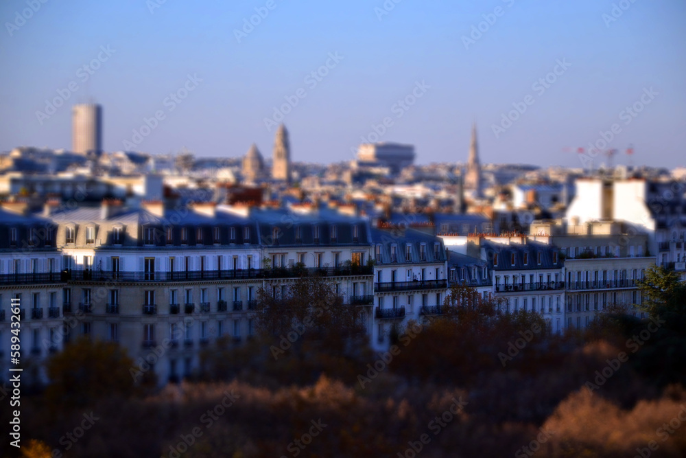 Tilt shift effect on parisian buildings around the Invalides.