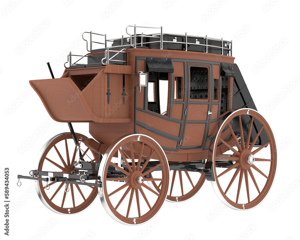 Stagecoach isolated on transparent background. 3d rendering - illustration