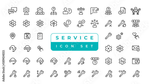 Customer service icon set. Containing customer satisfied, assistance, experience, feedback, operator and technical support icons