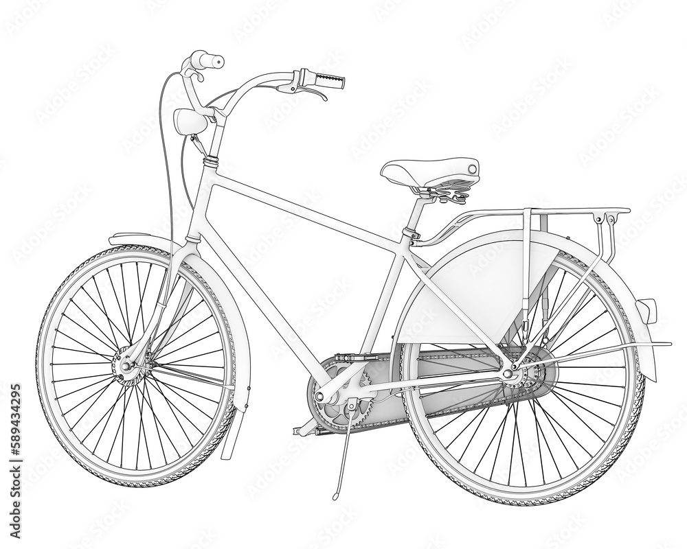Classic Bike isolated on transparent background. 3d rendering - illustration Classic Bike isolated on transparent background. 3d rendering - illustration