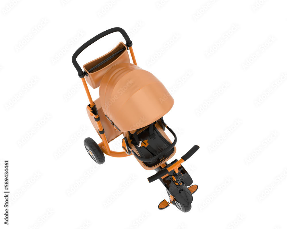 Baby Stroller isolated on transparent background. 3d rendering - illustration Baby Stroller isolated on transparent background. 3d rendering - illustration
