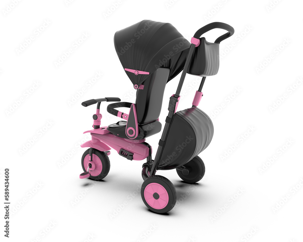 Baby Stroller isolated on transparent background. 3d rendering - illustration