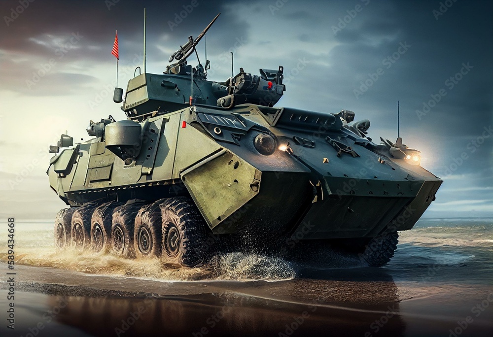 BTR-90, Russian amphibious infantry fighting vehicle. Created with Generative AI technology BTR-90, Russian amphibious infantry fighting vehicle. Created with Generative AI technology