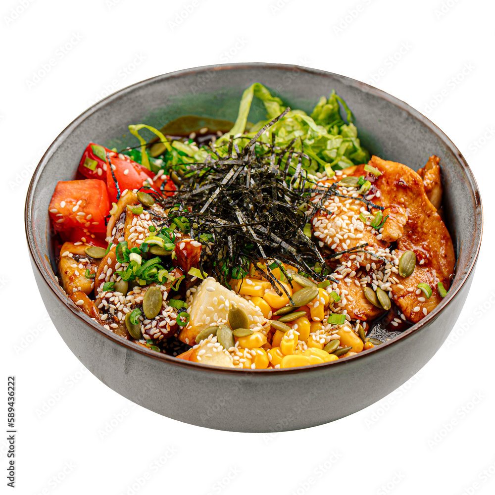 fried chicken poke bowl with vegetables png fried chicken poke bowl with vegetables png