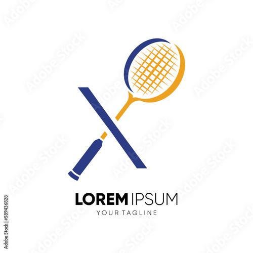 Letter X Initial Badminton Racket Logo Design Vector Icon Graphic Emblem Illustration
