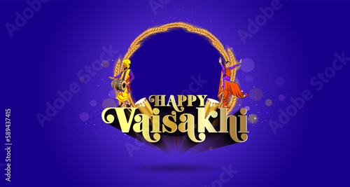 Greeting card of Vaisakhi or Baisakhi festival.