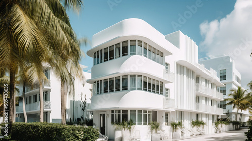 luxury white tropical hotel . Generative ai © Jesus From Baku