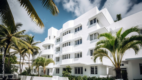 luxury white tropical hotel. Generative ai