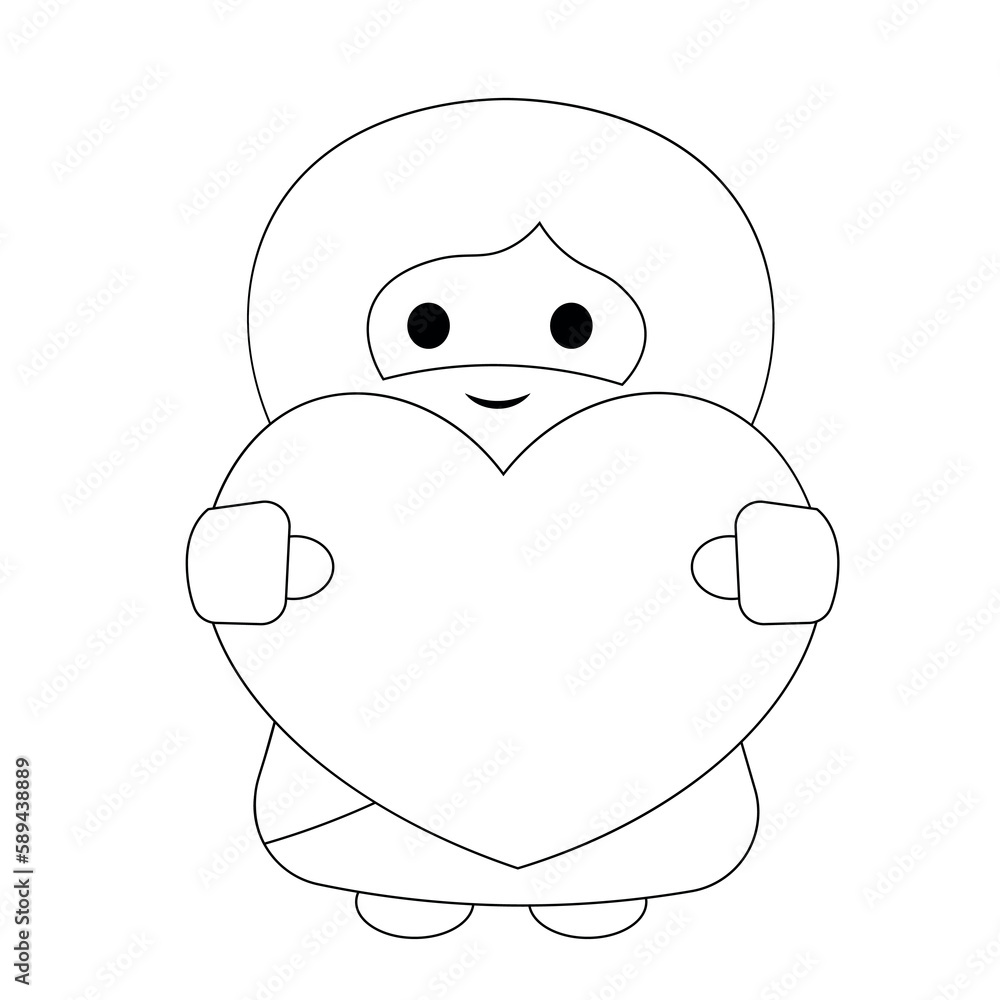 Cute God Jesus Christ with heart in black and white Cute God Jesus Christ with heart in black and white