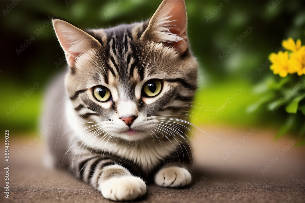 Portrait of a adorable cat, funny and cute face closeup, isolated on beautiful bokeh background, created with generative ai
Portrait of a adorable cat, funny and cute face closeup, isolated on beautiful bokeh background, created with generative ai