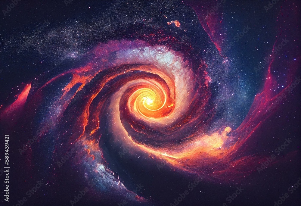 Space abstract background with milky way spiral galaxy, stars and cosmic gas. Generative AI