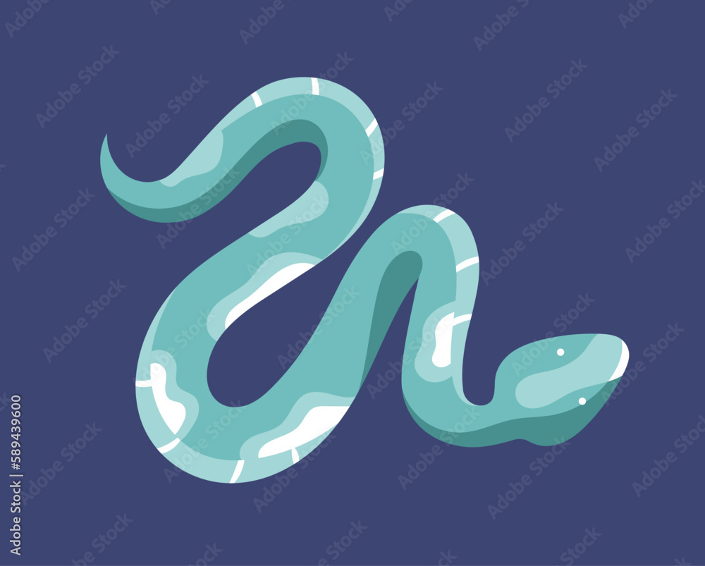 Green Python Sticker Green snake concept. Slither pythons or venomous serpents.Occultism and ...