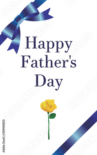 黄色いバラとリボンで飾った父の日のバナー