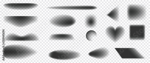 Abstract gradient shadow effect on white background vector. Set of realistic shadow different shapes, shade, circle, oval, heart. Illustration design for decorative, backdrop, cover, banner, ads.