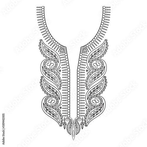 Textile Fabric neck design, pattern traditional, floral necklace embroidery design for fashion women clothing Neckline design for textile print.