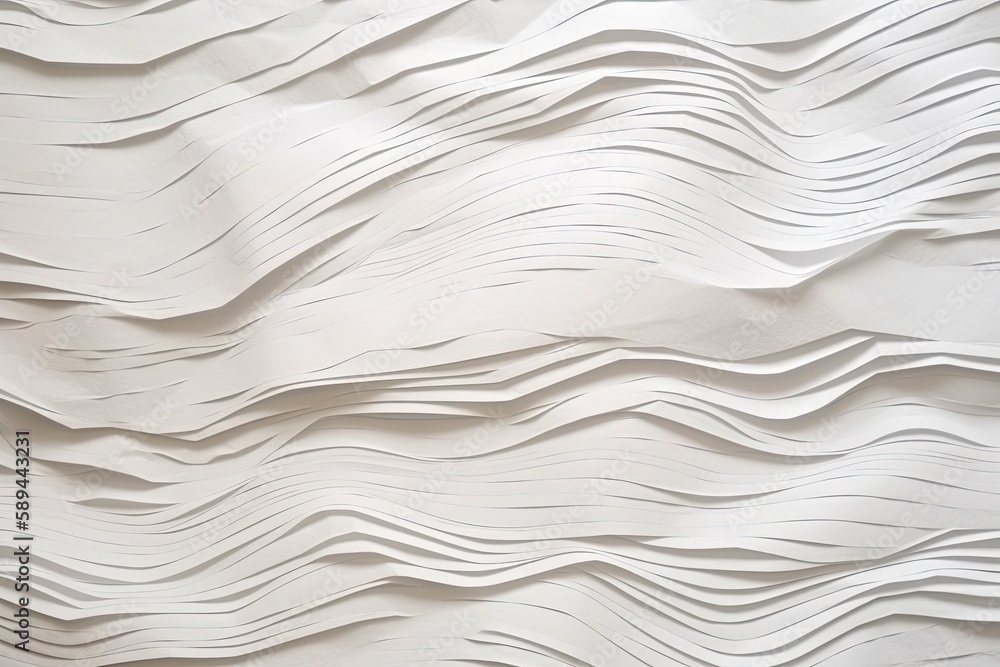 Obraz premium Textured white paper background with waves. Generative AI