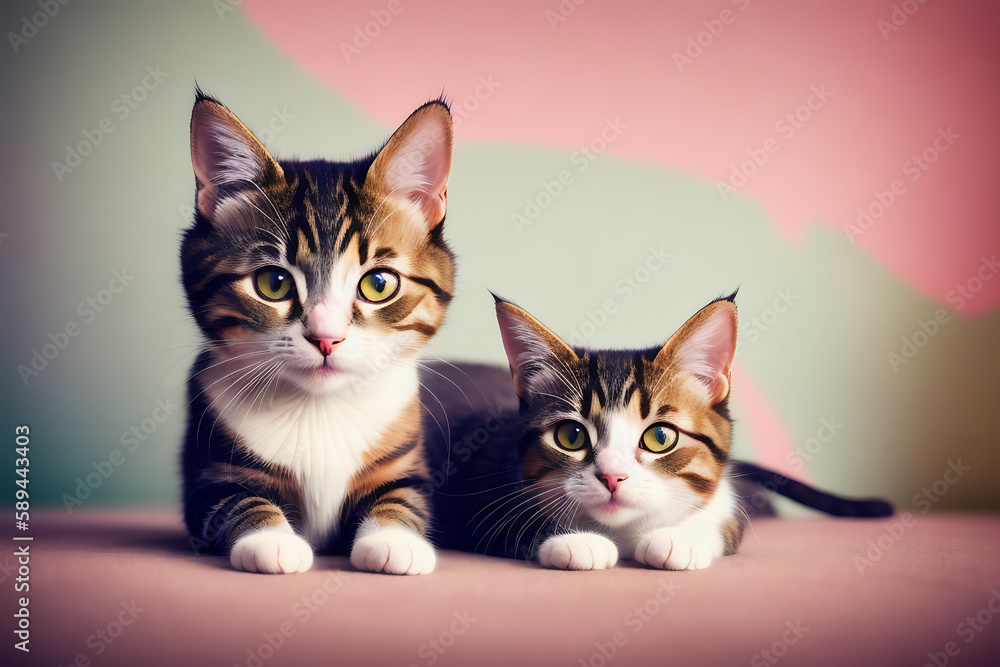 Portrait of a adorable cat, funny and cute face closeup, isolated on beautiful bokeh background, created with generative ai Portrait of a adorable cat, funny and cute face closeup, isolated on beautiful bokeh background, created with generative ai