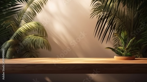 Background table with nature elements for presentation of a product