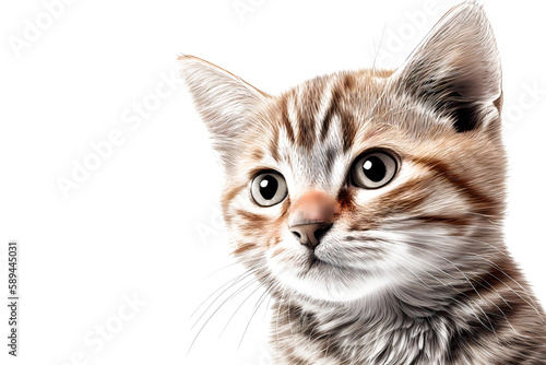 Kitten on transparent png background. Generative ai. © PicItUp
