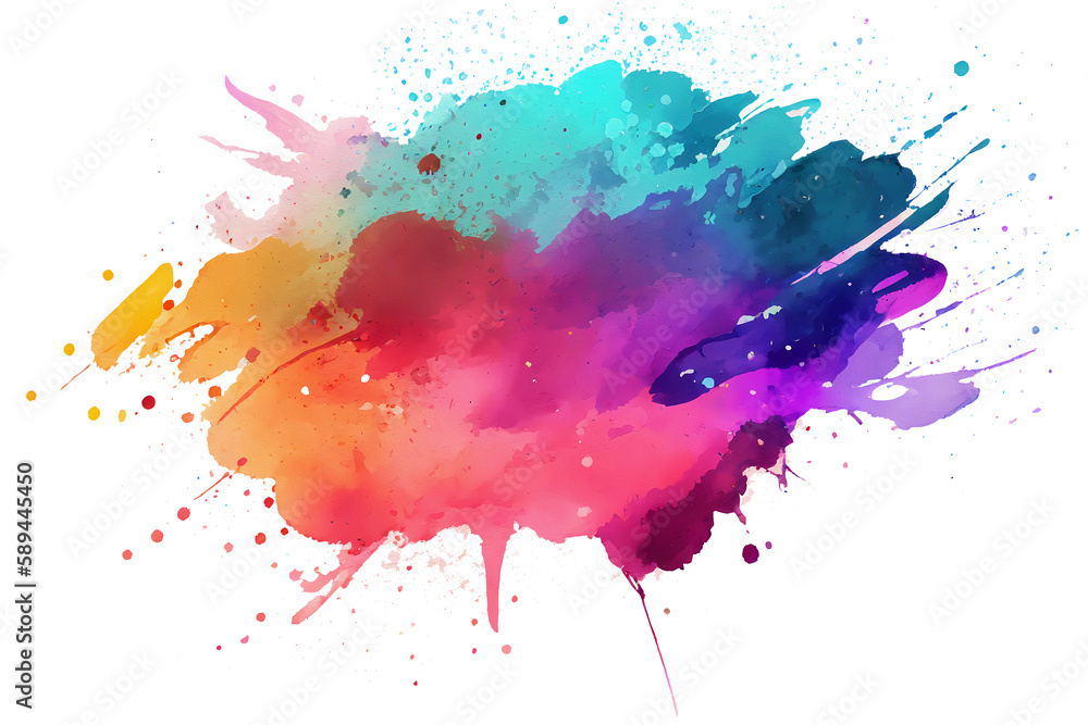 A colorful paint splatter with a splash of paint on a transparent  background Ai Generative 24500972 PNG