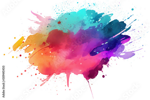 Fotobehang Colorful watercolor splatter on transparent png background
