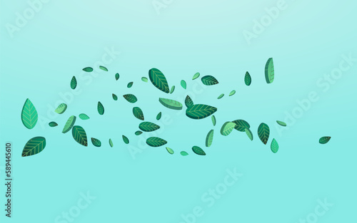 Forest Leaves Swirl Vector Blue Background