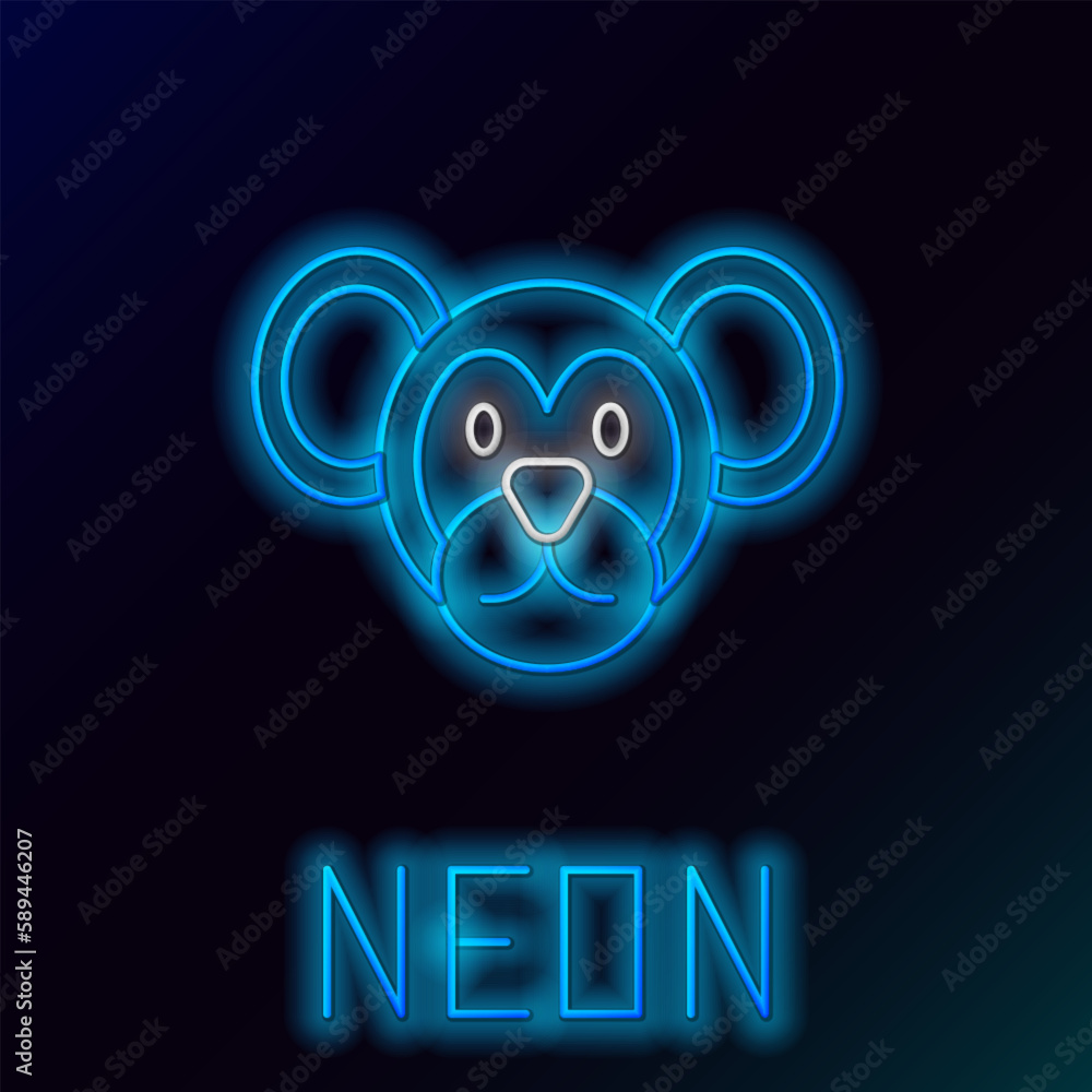 Glowing neon line Monkey icon isolated on black background. Animal symbol. Colorful outline concept. Vector Glowing neon line Monkey icon isolated on black background. Animal symbol. Colorful outline concept. Vector