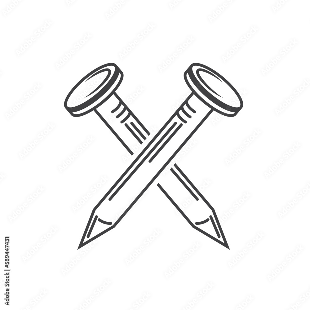 crossed metal nail icon vector element design template crossed metal nail icon vector element design template