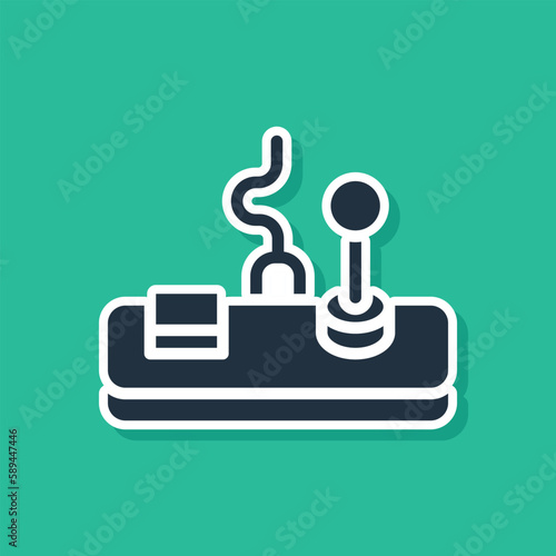 Blue Gamepad icon isolated on green background. Game controller. Vector