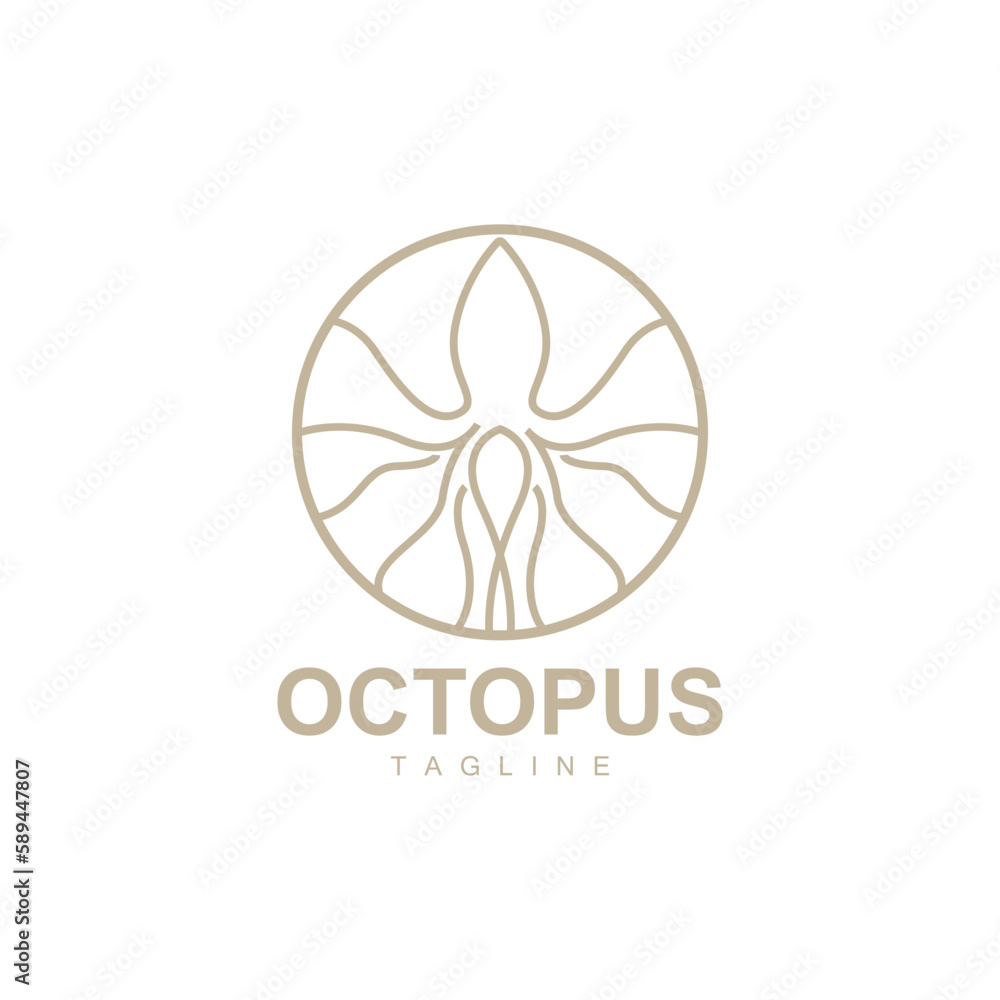 Octopus Logo, Simple Line Design, Sea Animal Vector Japanese Seafood Ingredient, Icon Symbol Illustration Octopus Logo, Simple Line Design, Sea Animal Vector Japanese Seafood Ingredient, Icon Symbol Illustration