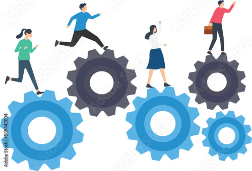 Organization efficiency, development and workflow, business strategy to make team success, company system and resources concept, cogwheels or gear concept 