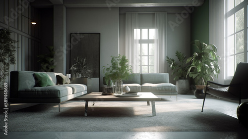 modern green pale living room design © Apisit