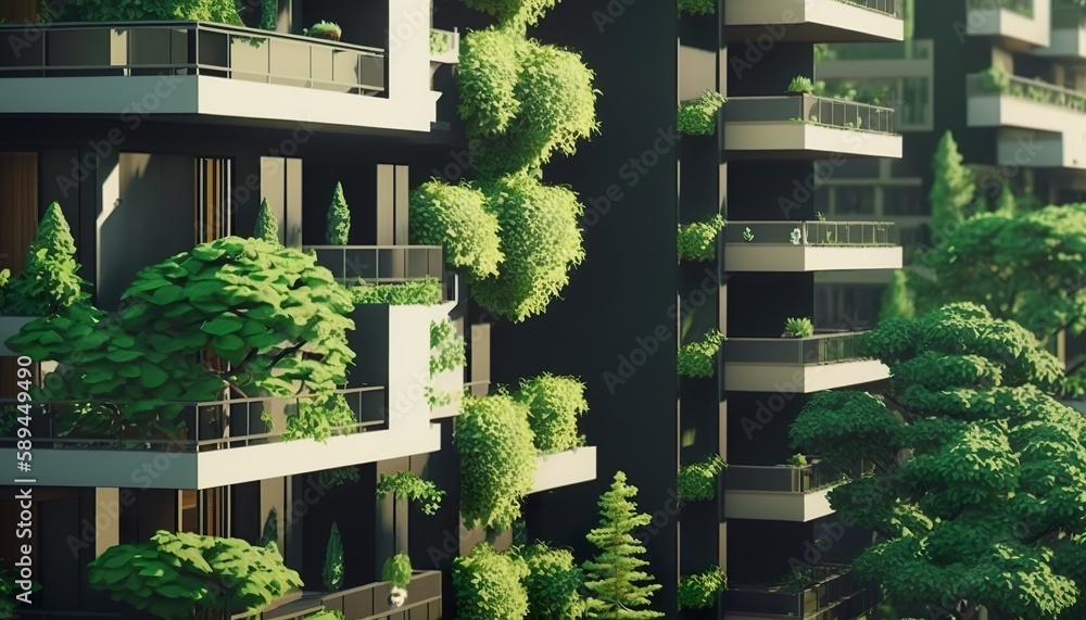 Modern environmental residential city green district (ai generate)
