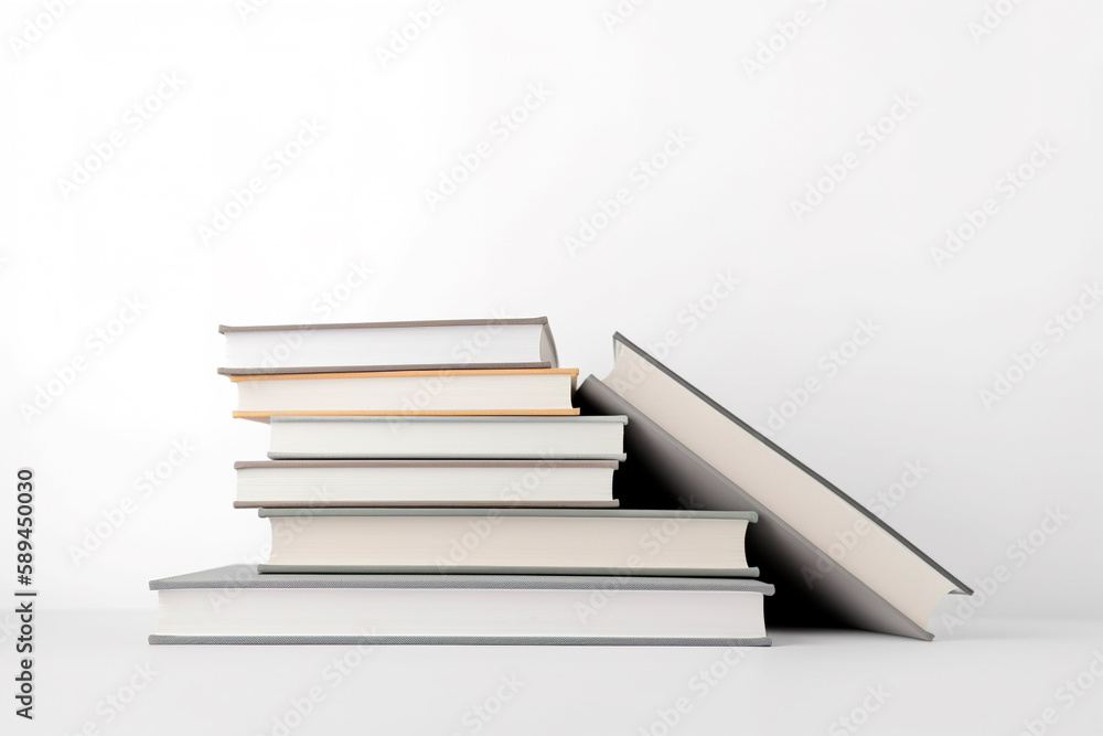 Front view of some books isolated on white background. Created with Generative AI Technology Front view of some books isolated on white background. Created with Generative AI Technology
