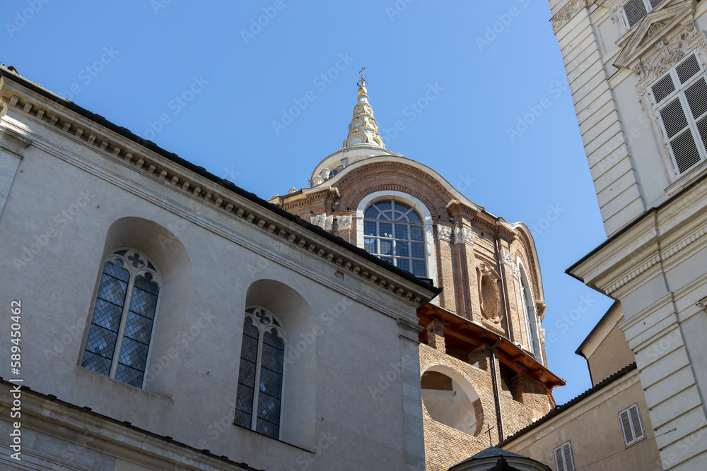 TORINO (TURIN). ITALY, MARCH 25, 2023 - External view of the Chapel of the Holy Shroud in Royal Museums of Torino, Italy