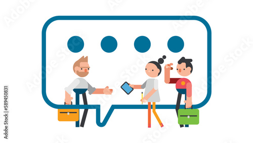 People talk or have lively discussion in office. Productive dialogue or conversation between man and woman.