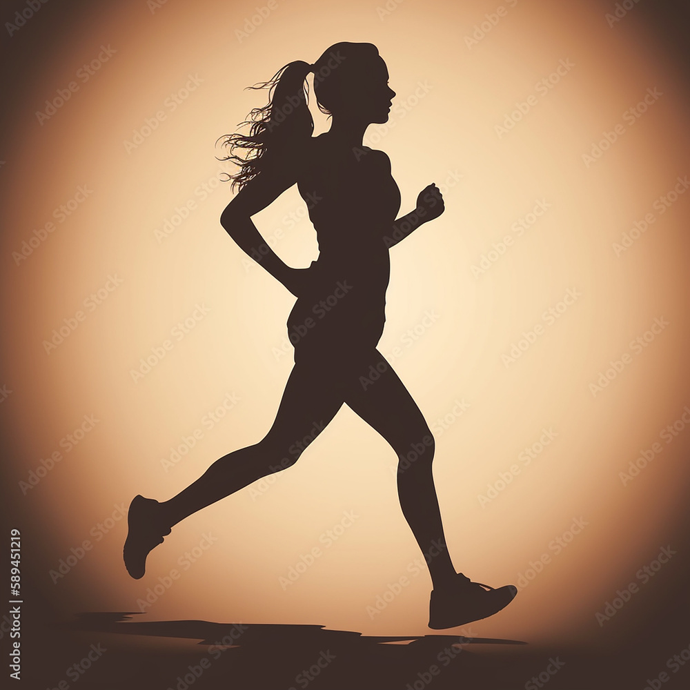 Silhouette of running woman. Active lifestyle.. Silhouette of running woman. Active lifestyle..