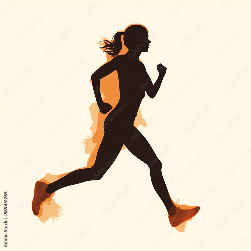 Silhouette of running woman. Active lifestyle..
