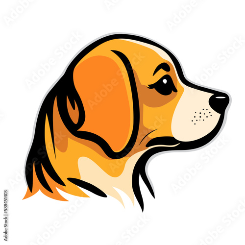 Dog head logo design. Abstract colorful dog face. Smart dog face. Vector illustration