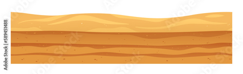 Desert sand cross-section. Dry sandy soil, under ground, underground level. Seamless empty subterranean earth, terrain layer cutaway. Geological flat vector illustration isolated on white background