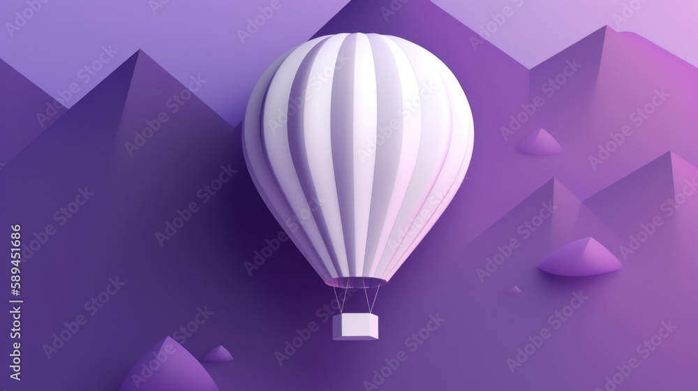 Obraz premium A magnificent hot air balloon soaring above a vivid, cheerful landscape. Generative AI