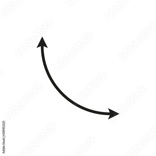 Dual semi circle arrow. Vector illustration. Semicircular curved thin long double ended arrow.	