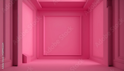 Modern pink minimal interior room with soft light and clean walls, empty background with copy space