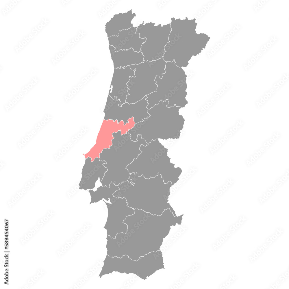 Fototapeta premium Leiria Map, District of Portugal. Vector Illustration.